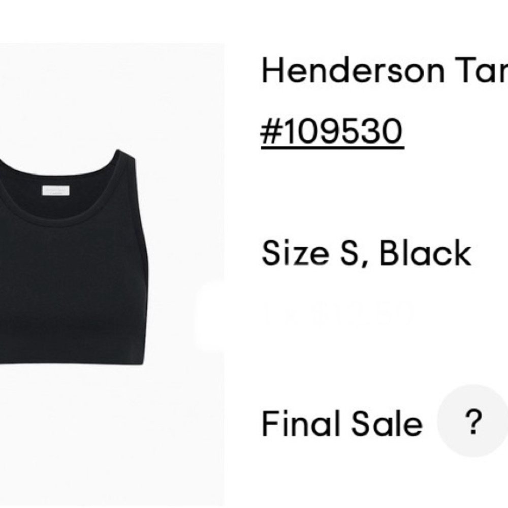 Aritzia Azure Skies - Black Crop Tank Top